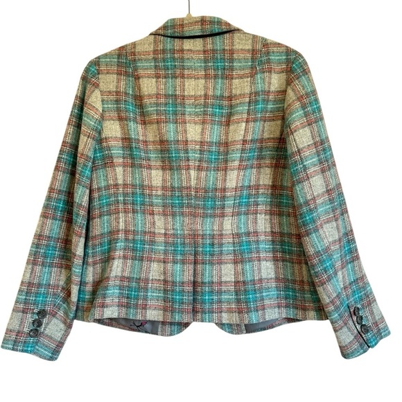 TALBOTS SHETLAND ABERDEEN PASTEL PLAID WOOL BLEND BLAZER SIZE 8 - Picture 4 of 14
